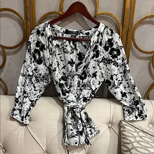 Lauren Ralph Lauren Black and White Floral Blouse
